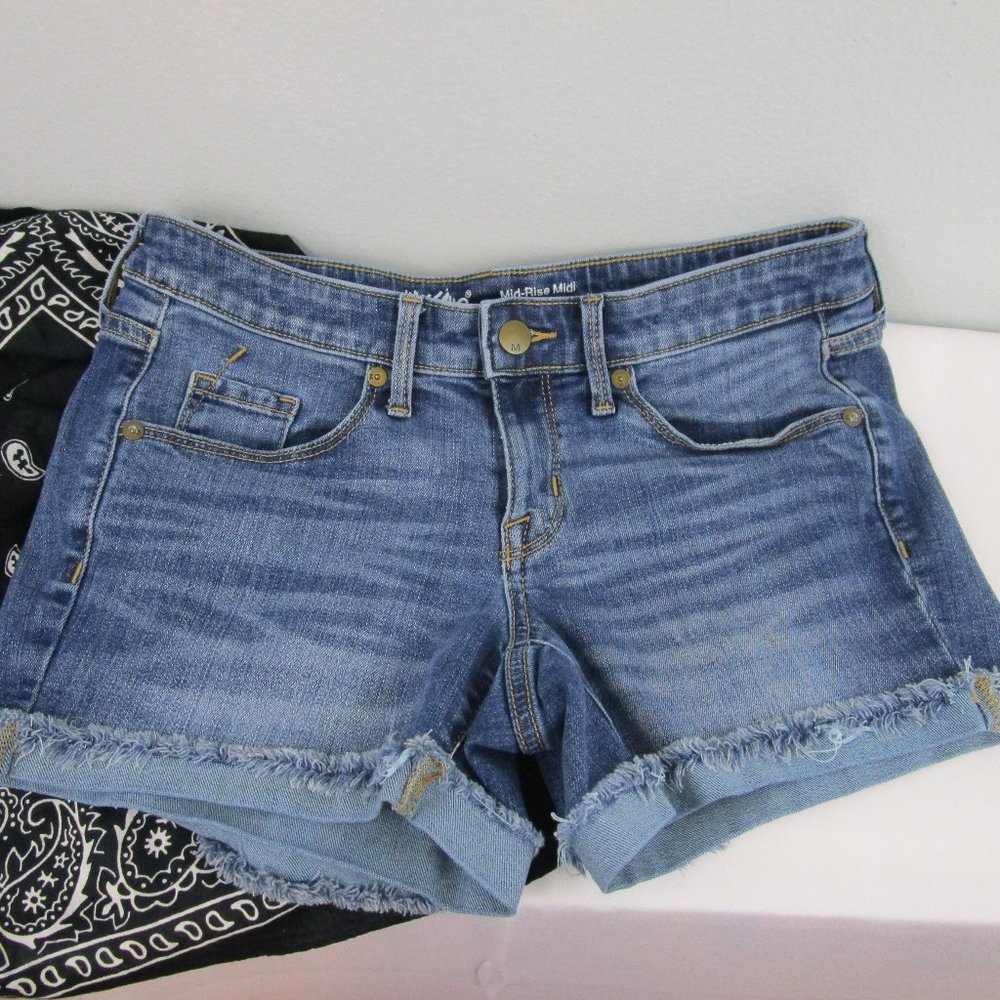 Mossimo Frayed Hem Super Stretch Denim Shorts